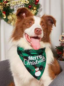 1 قطعة - وشاح رأس للكلاب بطبعة شطرنج كلاسيكية لعيد الميلاد، وشاح مثلث للحيوانات الأليفة، مناسب للكلاب متوسطة وكبيرة الحجم، بطبعات بابا نويل والرجل الثلجي على طبعة شطرنج كلاسيكية