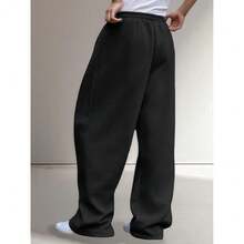 Men's Baggy Sweatpants Wide Leg With Elastic Drawstring Waist, Casual Loose Lounge Joggers With Deep Pockets Fleece Comfort{"Color_name":"Black","Size_name":"X-Large"} - FLack - View 6