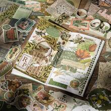 Vintage Junk Journal Supplies Aesthetic Journaling Kit, Scrapbook Papers Stickers Large Bullet Scrapbooking Materials, Planner Arts Collage, Adults - Green - View 4