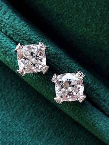 kuuioe 2 件全水钻圆环耳环，镶嵌方晶锆石，闪亮嘻哈风格朋克珠宝，男女皆宜，日常佩戴 - 耳圈 - 查看 9