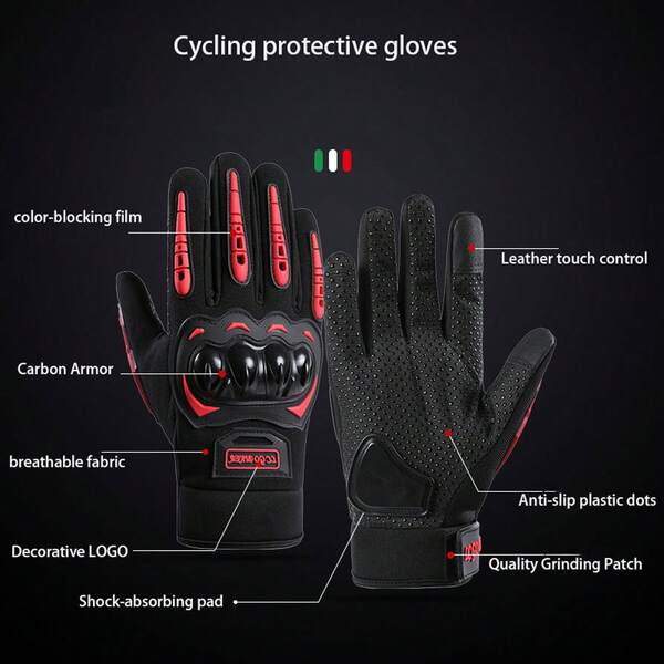 Motorcycle Touchscreen Gloves Full-Finger Gloves Unisex Riding Gloves