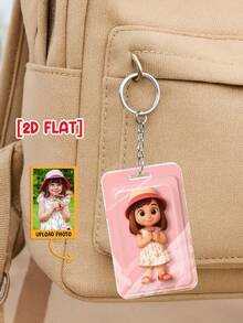 Catygift Custom 2D Flat Keychain, Personalized AI-Rendered Photo Keychain, Unique Gift For Daughter, Family Keepsake, Photo Upload Customization