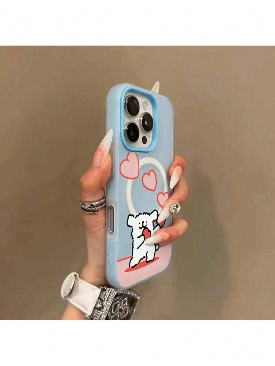 本地发货ホワイトラブパピー、シンプルマカロンカラースキンゼリー2 in 1のマグネット式ワイヤレス充電手机ケース、ハロウィン、新年の贈り物、クリスマスの贈り物、イースターギフト、ハロウィンギフト、家族への贈り物、友達への贈り物。iPhone12/12Pro/12Pormax/13/13Pro/13Promax14/14Pro/14Proamx15/15Pro/15Proamx11/11Promax14Plus16/16Pro16Promaxに適しています。 - 水色 - チェックする 1
