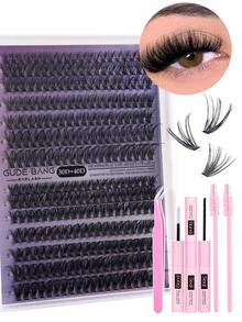 200/280 Clusters High Capacity DIY Individual Eyelash Extensions, 8-16mm D Curl Eyelash Extension Kit With Lash Tools, Glue And Sealant, Faux Mink Lashes, Natural Look And Lightweight, Reusable, Great Gift For Women