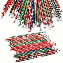 圣诞系列铅笔 - 雪人、圣诞树、驯鹿、圣诞老人图案，可爱高品质 HB 铅笔，适合学生书写，圣诞礼物 - 彩色 - 查看 5