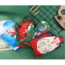1 pièce Ensemble de gant de four créatif et nouveau pour Noël, gant de four et tapis de dessous de plat thème Noël, outil de cuisson résistant à la chaleur épais édition limitée de Noël