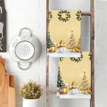 2 peças de panos de prato de Natal e Inverno, toalhas de mão macias e absorventes, bonecos de neve fofos, gatos, flores e flocos de neve, estilo moderno, decoração de inverno e Natal, toalhas de cozinha, decoração para casa