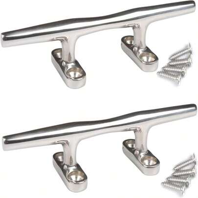 Boat Cleats 4 Inch/5 Inch/6 Inch/8 Inch Marine Dock Cleats Stainless Steel Boat Rope Cleat With Fasteners For Marine, Deck, Nautical Décor