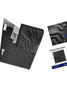 Art3dwallpanels 33 Pack 3D Wall Panel For Interior Wall Décor, PVC Textured Wall Panels, 3D Wallpaper Modern Wall Tiles, Black