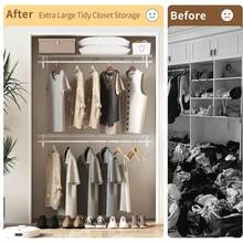 Closet Shelves Wall Mounted With Hanging Rod, 2 Pack 4 Ft X 12 In White Wire Shelving Kit, Metal Wall Shelf Organizer For Home, Pantry, Laundry Room Storage