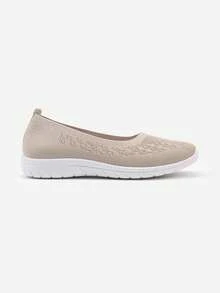Slip-On Sneakers With Subtle Perforation - Beige - View 3