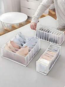 1/3 pièces Boîte de rangement pour sous-vêtements beige, style tiroir de compartiment d'armoire de maison, boîte de rangement pour vêtements et chaussettes en tissu maille visuel, boîte de rangement d'armoire pour chaussettes, sous-vêtements, soutiens-gorge, économisant l'espace de la maison, peut être utilisée pour l'armoire, la chambre à coucher - Beige - Voir 13