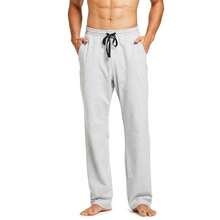 Baleaf Men's Sweatpants Casual Lounge Cotton Pajama Yoga Pants Open Bottom Straight Leg Male Sweat Pants With Pockets{"Size_name":"3X-Large","Color_name":"A-LightGray"} - A-淺灰色 - 查看 4