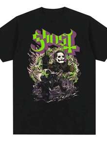 New Ghost Rock Band Graphic Print T Shirt Men Women Fashion Casual Rock Streetwear Short SLEEs Ve Plus Size T Shirt UniSexs Tee Top - 黑色 - 查看 1