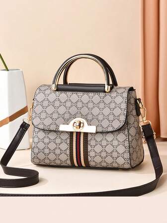 New Women's Oblique Shoulder Bag, High-Quality Shoulder Bag, Fashion Handbag, Casual Wallet, Detachable Strap, Turnlock Closure, Best Mother's Day Gift Idea, Mother's Day Gift, Gift For Mom, Essential For Moms, Outdoor Mom Bag, Fashionable Business Casual Women's Bag, Suitable For Office Business And Work