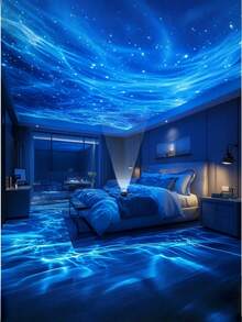 1pc USB-Powered Aurora And Sky Projector, Equipped With RGB Remote Control - Adjustable LED Lights, Polished Surface, USB Power Supply, Suitable For Indoor Use, Enhances The Attractiveness Of The Space, Has Charming Visual Effects, Remote-Controlled Projector, Ambient Lighting, Modern Lighting, Durable Plastic, Desk Lamp, Desk Lamp, Bedroom/Bedside, Desk Lamp - 多色光 - 查看 10