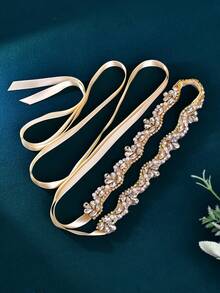 1件新娘水钻装饰腰带，女士礼服配饰，适用于婚礼、派对、晚礼服，澳大利亚婚礼季情人节配饰