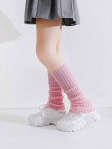 1/5/10 Pairs Girls All-Match Leg Warmer Socks For 4-12 Years, Christmas Girls Socks,New Year Socks,Fashionable And Comfortable, Suitable For Jk Styles, For Autumn/Winter Daily Wear, Candy Colors, Black&White, For A Gift