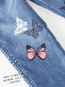 Tween Girls' Casual Butterfly Print Pants, Suitable For Daily, Commuting, Outdoor, Minimalist Style, Spring/Summer