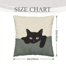 4pcs/ 1 Pc Halloween Cute, Simple, Shy Little Black Cat Short Plush Printed Pillowcase, Suitable For Living Room, Bedroom, Sofa, And Can Be Used For Home Decoration, Halloween Decoration, And Room Arrangement. - Black and White - View 11