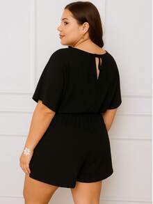 Elegant Casual Romper With Tie Back – Comfort And Style In One Piece - Black - View 2