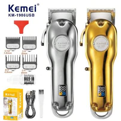 Kemei Cortadora de pelo profesional KM-1986, cortadora de pelo eléctrica profesional Kemei para hombres, inalámbrica, con batería de litio recargable por USB, herramienta de peluquería para el hogar - Regalo perfecto para el Día del Padre