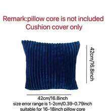 Set Of 2 Comfortable Thick Striped Plush Pillowcase, Soft Decorative Square Throw Pillow Covers, Suitable For Various Occasions Such As Bedroom Bedding, Home Decoration, Sofa Decoration, Camping, Outdoor, Etc - Dark Blue - View 3