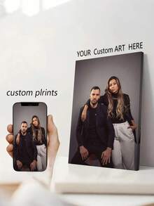 1pc Customized Canvas Wall Art, Frameless Poster, Cozy Indoor Framed Canvas Painting, New Year Decor, Valentine's Day Gift, Wedding Memento, Mother's/Father's Day Gift, Personalized Commemorative Gift - Multicolor - View 3