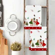 2 peças de panos de prato de Natal e Inverno, toalhas de mão macias e absorventes, bonecos de neve fofos, gatos, flores e flocos de neve, estilo moderno, decoração de inverno e Natal, toalhas de cozinha, decoração para casa