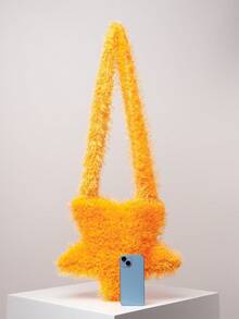 Sac bandoulière en peluche de couleur bonbon style années 2000, sac asymétrique, sac à épaule en forme d'étoile, sac à main d'automne, sac en fourrure, Y2K, unique, mignon, quotidien, shopping, rendez-vous, voyage