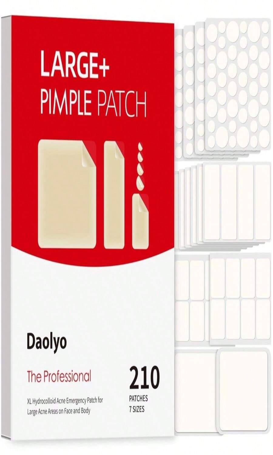 Daolyo Pimple Patches For Face, 4 Size 300 Counts Acne Patches, Hydrocolloid Patches For Covering Zits And Blemishes, Spot Stickers With Salicylic Acid, Tea Tree Oil &Amp; Calendula Oil - ColorB - 查看 1