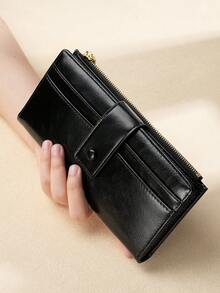 BATSIOE Vintage Oiled Leather Long Wallet For Women Large Capacity Multi-Function Zipper Clutch Purse Coin Pouch Money Wallet Purse Wallet