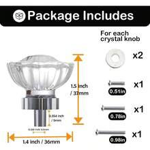 Juego de 4 pomos de vidrio clásico para clóset de cocina clóset clóset clóset clóset accesorios de decoración únicos con tornillos de arandelas cromo pulido - Cromopulido - Ver 3