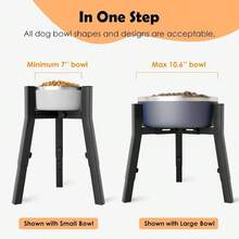 - Soporte ajustable para cuencos para perros grandes y extragrandes, soporte alto para alimentos y agua para perros, altura ajustable de 9.8 a 13.4 pulgadas, ancho de a 11 pulgadas, soporte - Negro - - Ver 6