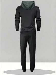 Bộ 2 món gồm áo hoodie và quần nỉ nam phối màu tương phản, chất liệu vải nhẹ thoáng khí, phù hợp cho mọi mùa. Họa tiết mặt quỷ hoạt hình, thích hợp cho mùa xuân. - Nhiều màu - Xem 2