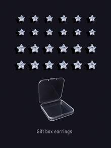 48pcs Geometric Round Square Cubic Zirconia Shiny Stud Earrings, Simple Punk Hip-Hop Style, Gift Box Packing, Suitable For Party, Festival, Date, Gift And Daily Wear