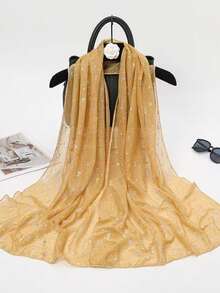 女士亮片蕾丝网眼闪光奢华头巾围巾日常围巾披肩金色和银色闪光件将随机发送。 - 波點款 - 查看 18