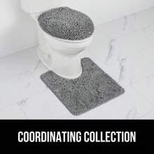 GORILLA GRIP Shag Chenille Bathroom Toilet Lid Cover Hine Wash Ultra Soft Plush Seat Covers Large Fabric Covers 19.5x18.5 Fits Standard Toilet Lids Bathroom Accories And Decor Gray