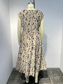 春夏女士节日休闲随机印花长连衣裙