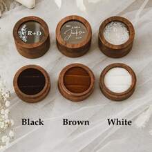 Personalized Wooden Wedding Ring Box With Transparent Acrylic Cover, Customizable Engraved Proposal Ring Box, Gift For Bride, Wedding Ring Holder - Multicolor - View 7