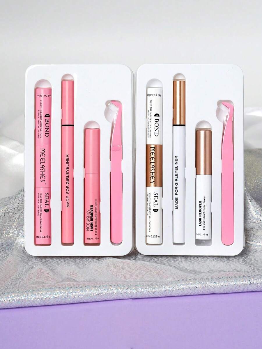 睫毛延长套装 - 包含胶水、眼线笔、卸妆油、镊子。防水、防汗、温和、速干、无刺激睫毛胶。 - 西瓜粉 - 查看 1