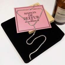 1pc Rhinestone Embellished Minimalist Y-Shaped Long Necklace, Suitable For Women To Wear At Nightclub And Formal Events