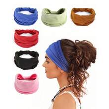 6pcs/Pack Bohemian Style Headbands For Women: Extremely Comfortable, Sweat-Absorbent, Fashionable For Yoga, Fitness, Running And Daily Wear - Ideal For Thick, Curly Or Long Hair - Multicolor - View 8