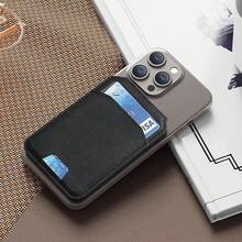 1pc Magnetic Anti-Loss Card Holder: Compatible With IPhone And Magnetic Phones, Flexible Storage, Ultra-Thin Portable, Men's PU Leather Bifold Slim Wallet With ID Window-Ideal Father's Day Gift For Business/Casual Use - 黑色 - 查看 5