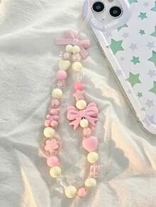 Laccetto rosa con fiocco, cinturino per telefono, cinturino da polso, portachiavi braccialetto adatto per tutte le custodie per telefono, braccialetto portachiavi adatto per la serie , accessori da ragazza in corda