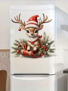 1PC Adorable Christmas Reindeer Toilet Decal Wall Sticker - PVC Self-Adhesive Waterproof Festive Bathroom, Toilet, And Wall Decor With Santa Hat, Gifts,Holly Accents,For Home Decoration, Bathroom Decorations Wall Stickers Stickers Home Decor Christmas Decorations Christmas Decorations Home - Multicolor - View 5