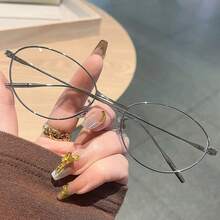 1 Piece Women's Ultra-Light Fashion Eyewear Frame - Gold Wire Thin Edge, New Cat Eye Design,  For Computer & Electronic Devices, High-End Oval Frame, IWD 2026 Special, Women's Day Gift For Mom, Gift For Girlfriend, Goddess Day Beauty Gift, Ladies Fashion Gift, Best Gift Choice, Limited Edition, 2026 Exclusive, Premium Quality, Fast Shipping, Top Rated, Gift Ready - 銀色 - 查看 1