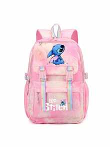 Stitch Student Backpack Large Capacity Rainbow Print Cartoon Outdoor Backpack Large Capacity Makeup Storage Bag, For Lipstick, Brush, Skincare, Mobile Phone, Coin, Small Items - Multicolor - View 9