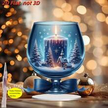 Noapte fermecătoare, lumânare de Crăciun din sticlă și design de casă - decor de sărbători acrilic 2D, potrivit pentru verandă, dormitor, sufragerie - cadou perfect de Anul Nou