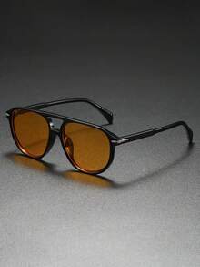 1 件男女通用复古方形时尚眼镜 - 简约双桥设计，黑色镜框和镜片，适合派对、拍照和休闲装，派对眼镜，现代简约，耐用眼镜